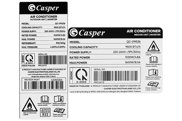Điều Hòa Casper Inverter 12000 BTU 1 Chiều QC-12IS36 - Giá Tốt